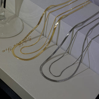 Men's Double-Layer Snake Chain – Retro Stack (Gold/Silver Tone)