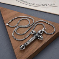 Vintage 925 Silver Necklace - Vajra Pendant, 60 cm Chain