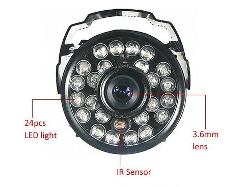 Caméra de surveillance CMOS 1000TVL – Vision nocturne IR, 36 LED, DC12V