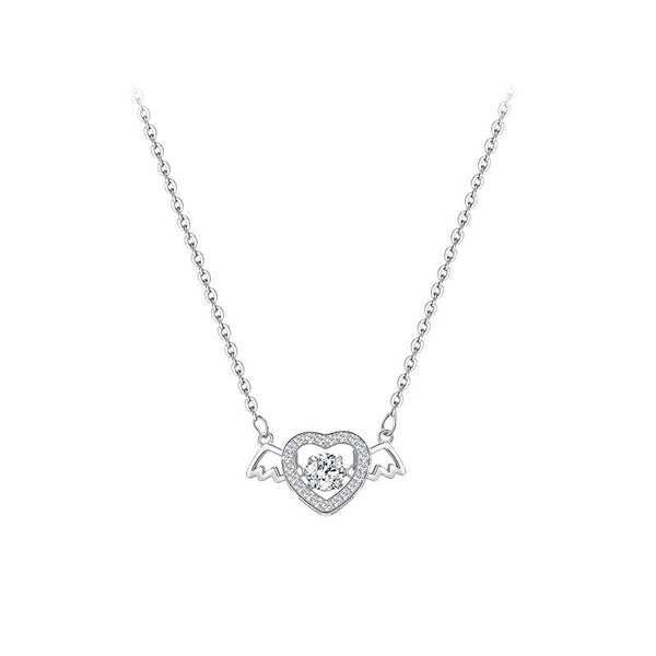 925 Sterling Silver Heart Necklace – Angel Heart Necklace