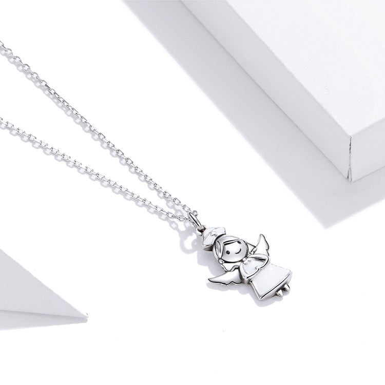 Collier Ange en Argent 925 – Chaîne Box Ajustable (Unisexe)