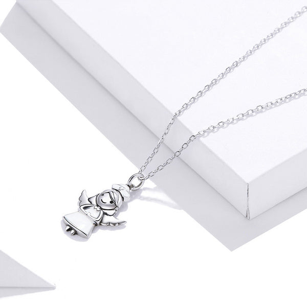 925 Silver Angel Necklace – Adjustable Box Chain (Unisex) 