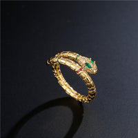 Gold Snake Ring – Adjustable CZ Shine (Women)