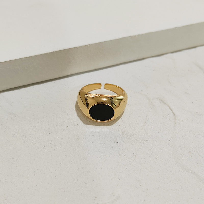 Bague Minimaliste Noire – Forme Ronde ou Carrée (Ouverture Ajustable)