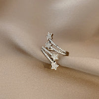 Multi-Layer Zircon Star Ring – Silver (Adjustable)