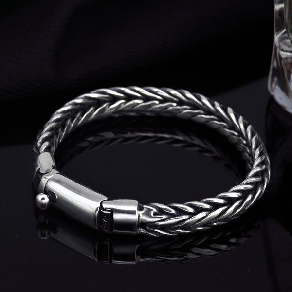 Men's "Keel" Bracelet in 925 Silver - Handcrafted Braiding