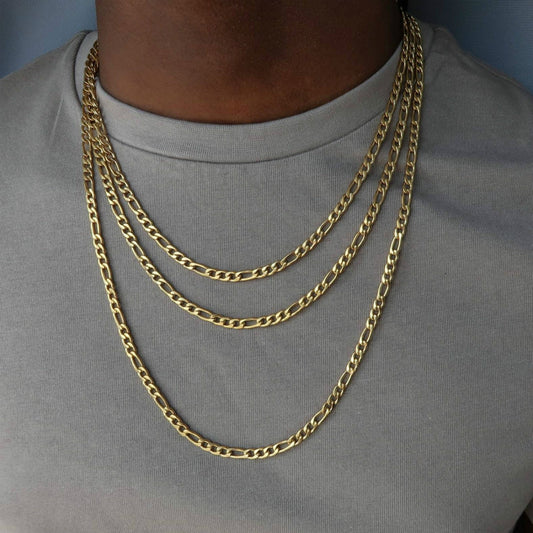 Men’s Long Chain Necklace – Classic Steel Link (Gold/Silver, 45–76 cm)