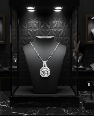 Princess Necklace in 925 Sterling Silver with Moissanite (1 or 2 Carats)