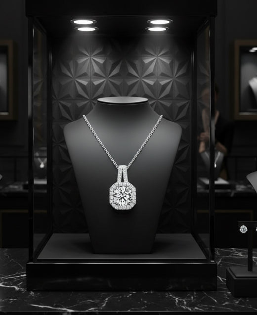 Princess Necklace in 925 Sterling Silver with Moissanite (1 or 2 Carats)