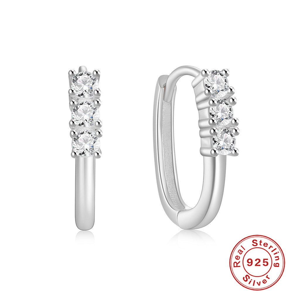 S925 Sterling Silver Zircon Stud Earrings Ornament