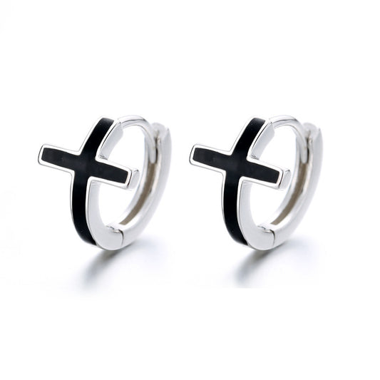 Boucles d’oreilles croix en argent S925 – Homme & Femme