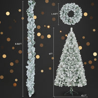 Snowy Christmas Tree 180cm – Prestige Pre-Lit Set with Garland and Wreath