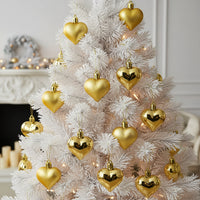 Christmas Heart Ornaments – Collection of 12 Precious Pendants in Gold, Silver, Rose Gold and Red