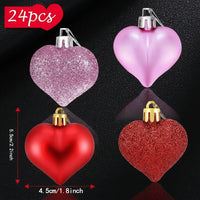Christmas Heart Ornaments – Collection of 12 Precious Pendants in Gold, Silver, Rose Gold and Red