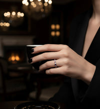 Row Diamond Ring – Red Sapphire Look (Platinum-Plated 925)