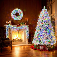 Snowy Christmas Tree 180cm – Prestige Pre-Lit Set with Garland and Wreath