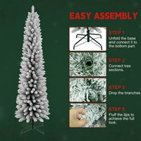 Pencil” Snow-Flocked Christmas Tree – Space-Saving Silhouette (6–7 ft)