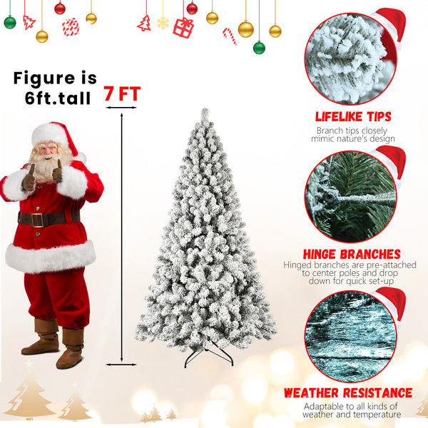 Lighted Snowy Christmas Tree – Premium Flocked Pre-Lit Collection