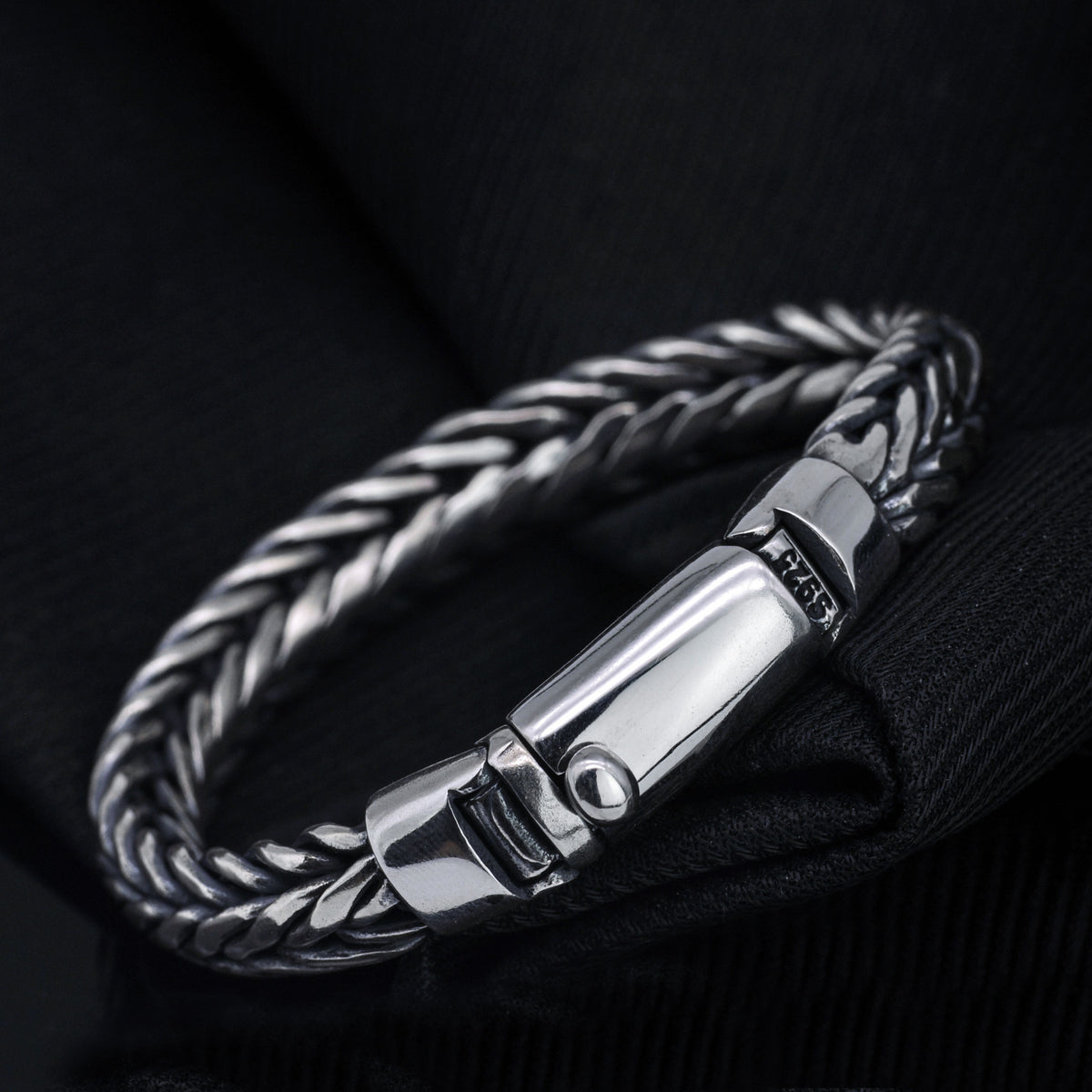 Men's "Keel" Bracelet in 925 Silver - Handcrafted Braiding