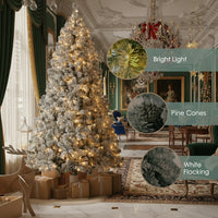 Snowy Christmas Tree 180cm – Prestige Pre-Lit Set with Garland and Wreath