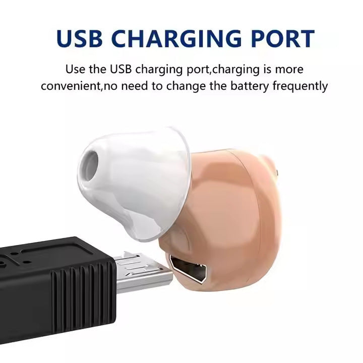 Aide Auditive Discrète Intra-Auriculaire – Réduction Intelligente du Bruit (USB Recharge)