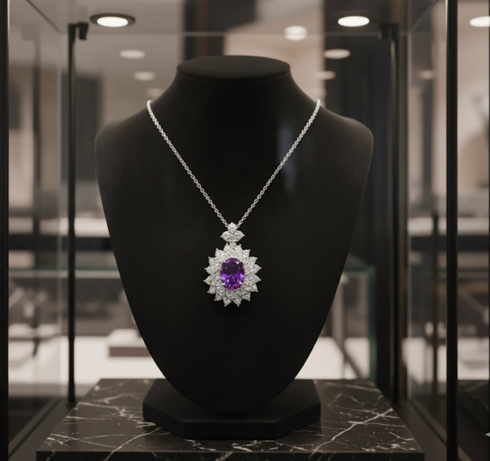 Collier Améthyste Royal en Argent Sterling 925 – Zircon Violet