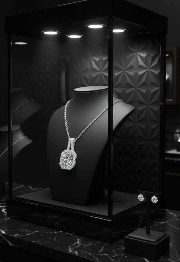 Princess Necklace in 925 Sterling Silver with Moissanite (1 or 2 Carats)