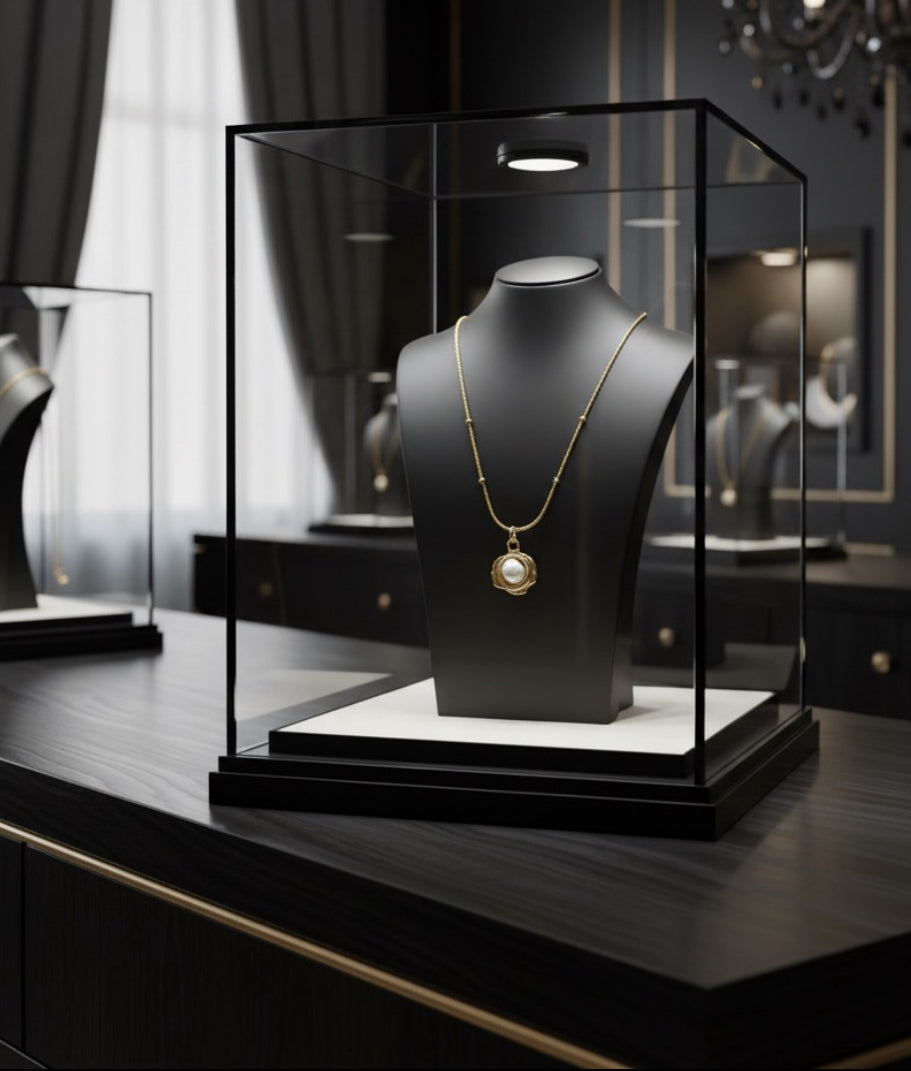 Collier Perles Baroques – Acier Titane (Color Guard)