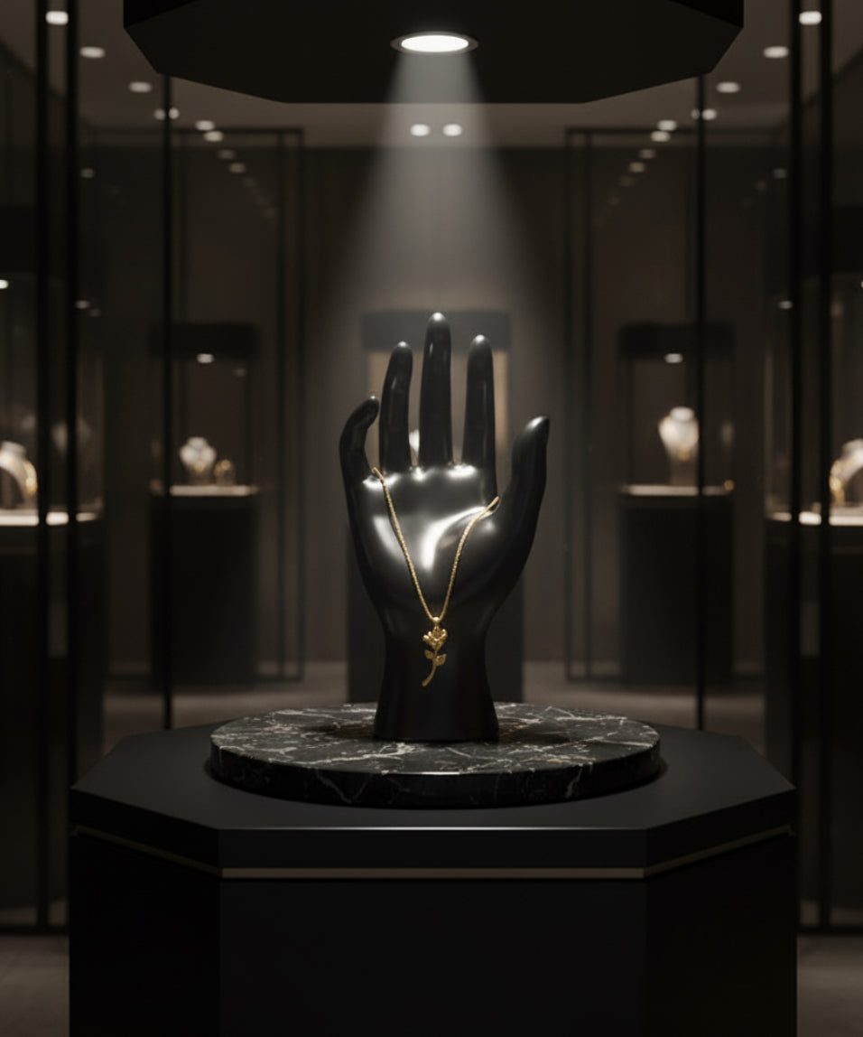 Collier Rose en Argent 925 Plaqué Or – Élégance Minimaliste