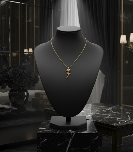Rose Necklace in 925 Sterling Silver with Gold Plating – Minimalist Elegance