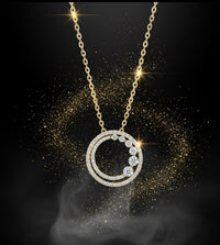 Round Diamond Necklace in 18K Gold &amp; Rose Gold