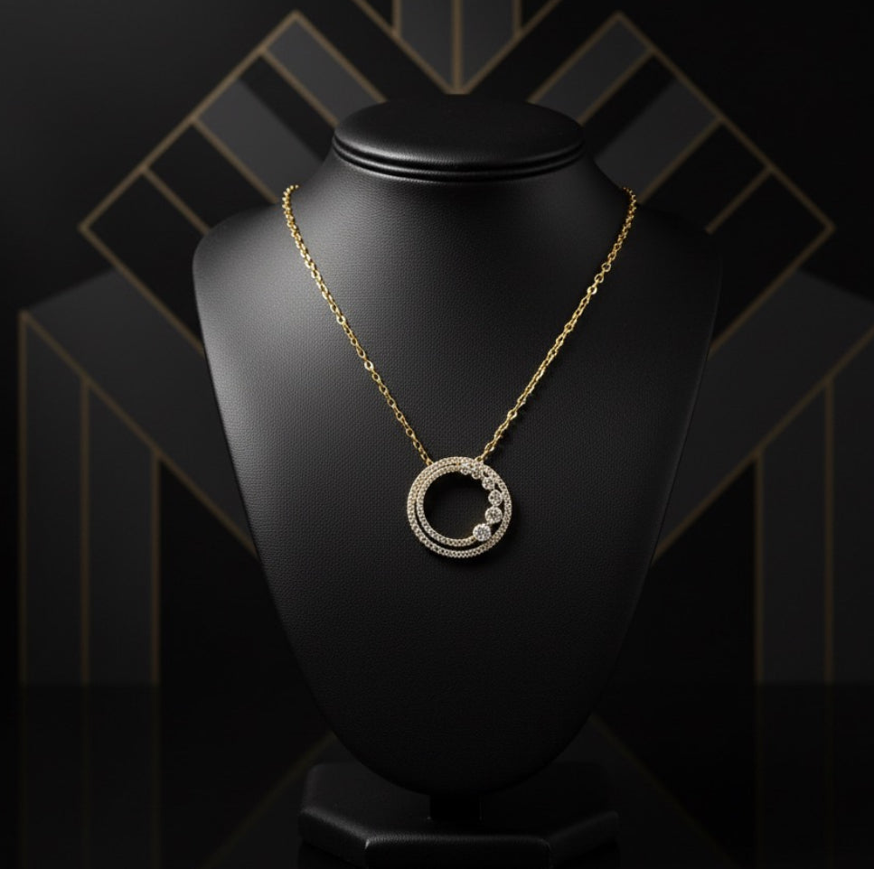 Collier Diamant Rond en Or 18K & Or Rose