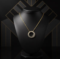 Round Diamond Necklace in 18K Gold &amp; Rose Gold