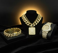 Cuban Diamond Pave Necklace – Men's Prestige Hip-Hop Set