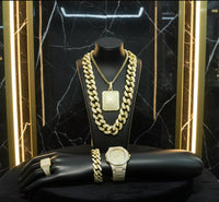 Cuban Diamond Pave Necklace – Men's Prestige Hip-Hop Set