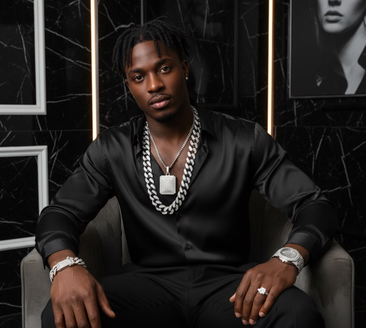 Hiphop hiphop full diamond cuban necklace men set