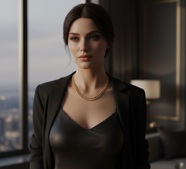 18K Gold Laser Waves Necklace