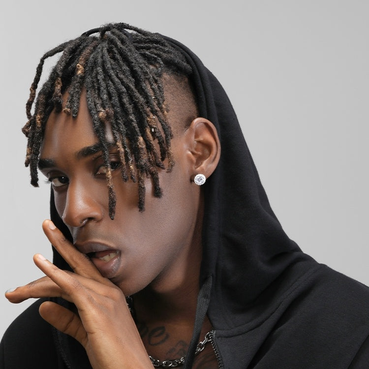 Boucles d’oreilles diamantées en argent S925 – Homme (Premium)