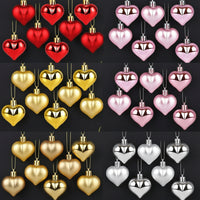 Christmas Heart Ornaments – Collection of 12 Precious Pendants in Gold, Silver, Rose Gold and Red