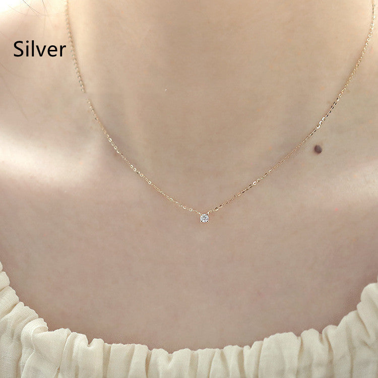 Collier Solitaire en Argent 925 Plaqué Or 14k – Élégance Intemporelle