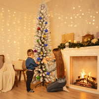 Pencil” Snow-Flocked Christmas Tree – Space-Saving Silhouette (6–7 ft)