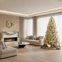 Snowy Christmas Tree 180cm – Prestige Pre-Lit Set with Garland and Wreath